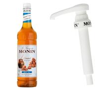 MONIN Premium Caramel Sugar Free Syrup 1 L & 10 ml pump for 1 L PET and 25 cl MONIN Premium Syrup bottles