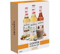 MONIN Premium Coffee Syrup Gift Set 3x5cl. 1x Vanilla, 1x Caramel, 1x Hazelnut Syrup for Coffee. Make A Caramel Iced Latte, Vanilla Flat White, Hazelnut Hot Chocolate At Home. Vegan-Friendly, 100 Percent Natural Flavours