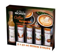MONIN Premium Coffee Syrup Gift Set 5x5cl, Vanilla, Caramel, Hazelnut | Also includes Creme Brulee and Gingerbread flavours, for flavoured coffees, hot chocolates and frappes, vegan, great gift