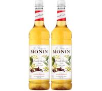 MONIN Premium French Vanilla Syrup 1L for Coffee and Cocktails. Vegan-Friendly, Allergen-Free, 100 Percent Natural Flavours and Colourings (Pack of 2)