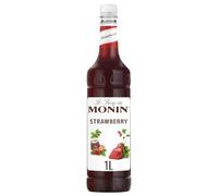 Monin Strawberry Syrup 1L for Milkshakes, Cocktails & Desserts