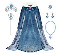 Monissy Anna Dress Up for Girls Princess Costumes for Kids Fancy Dress with accessories Crown Gloves for Panelling Cosplay Christmas Kindergarten Carnival Birthday Party, Blue A, 110
