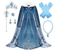 Monissy Anna Dress Up for Girls Princess Costumes for Kids Fancy Dress with accessories Crown Gloves for Panelling Cosplay Christmas Kindergarten Carnival Birthday Party, Blue B, 110