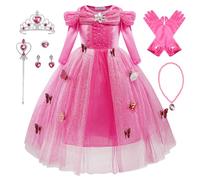 Monissy Cinderella Dress for Girl Kid Fancy Dress Up Princess Baby Costume with Accessories for Carnival Cosplay Halloween Festival Pageant Wedding Party Gift, Pink B, 110