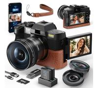 Monitech 48MP Digital Camera 5K Video Camera Reversible Display Point and Shoot Cameras for Photography 16X Digital Zoom Digital Cameras for Photography Vlogging Camera for YouTube with 32GB Card