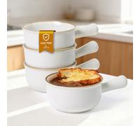 MONITO 28 Oz French Onion Soup Bowls, Ceramic Soup Bowls with Handles, Stackable Soup Crocks, Oven/Microwave/Dishwasher Safe, for Cereal, Soups, Casseroles