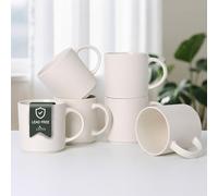 MONITO Coffee Mugs Set of 6, 16 oz Mugs Set, Ceramic Coffee Cups with Large Handles, Suitable for Lattes, Hot tea, Cappuccinos, Mochas and Cocoa,White