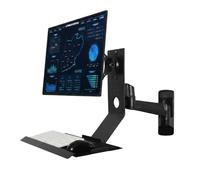 Monitor and Keyboard Wall Mount, 360° Rotating Stand-Up Workstation with Keyboard Tray & CPU Holder, Fits 15-27 Inch Ultrawide Monitors