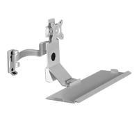 Monitor and Keyboard Wall Mount, Wall Mount Computer Workstation, Adjustable Computer Desk, Ergonomic Stand-Up Workstation, Angle Adjustable, Load 10kg, for Single Screen Up to 15-27 Inch.(Silver)