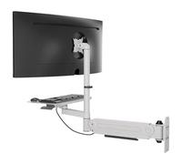Monitor and Keyboard Wall Mount, Wall Mount Computer Workstation, Adjustable Computer Desk, with Pneumatic Spring Arm, Keyboard Tray, Height/Angle Adjustable, for Single Monitor.