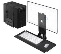 Monitor and Keyboard Wall Mount with CPU Holder for 32" Monitors (55 lbs Max), Keyboard Tray (4.4 lbs Load) & CPU Holder (22 lbs Capacity) - Height Adjustable, with Mouse Pad, VESA75/100