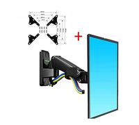 Monitor Arm, F120 17-27" Gas Spring Full Motion TV Wall Mount Bracket LCD Monitor Stand Aluminum Arm Bracket Silver 360 Rotate(With adaptor black)