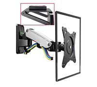 Monitor Arm, F120 17-27" Gas Spring Full Motion TV Wall Mount Bracket LCD Monitor Stand Aluminum Arm Bracket Silver 360 Rotate(SILVER WITH STB1)