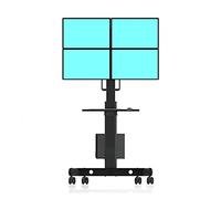 Monitor Arm Quad Screen Monitor Stand Mount Floor-Standing Monitor Stand with Silent Roller Monitor Mobile Cart with Keyboard and Host Bracket, Black Monitor Desk Mount,17