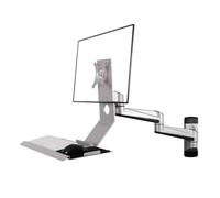 Monitor Arm Two Section Arm with Plain Tray Non-Foldable Monitor Stand Silver Single Screen Desk Accessories