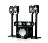 Monitor Audio Apex Speaker Package Black with 4 Apex A10 Bookshelf Speakers and Apex A40 Centre Speaker and Monitor Audio Silver W12 Subwoofer