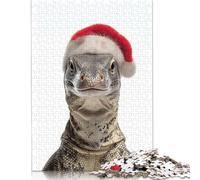 Monitor Lizard Wearing Santa Hat Puzzles 1000 Pieces Wooden Puzzles Puzzle for Adults For Family Fun & Game Night 1000pcs (75x50cm)