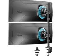 Monitor Mount 2 Monitors Heavy Duty Extra High 803mm Pole Vertical Stack Screen Mount for 17" - 49" Monitors with Tilt Swivel Rotation, Weight 2-20 kg per Arm VESA 75/100 mm