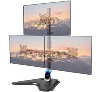 Monitor Mount 3 Monitors with Freestanding Base for 17-32 Inch Flat & Curved Screen, Screen Mount 3 Monitors Swivelling Tilting Height Adjustable, 9 kg per Arm (82 cm Pole)