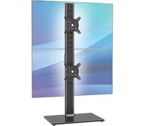 Monitor Mount, Freestanding Desk Arm Riser for Two 13 to 32 Inch Screens, Adjustable Height, Swivel and Tilt Functionality