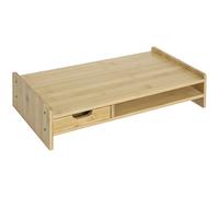 HOMCOM Monitor Riser Laptop PC Plinth Stand Organiser Computer Screen Drawer in Light Brown HOMCOM Light Brown