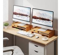 Monitor Riser Laptop PC Plinth Stand Organiser Computer Screen Drawer HOMCOM Light Brown One Size