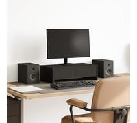 Monitor Riser Stand - Single Computer Screen Desk Organiser Twin Drawer Shelf