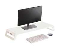 Monitor Riser Stand - Wooden Desktop Shelf 54x20x7.5cm, USB Hub Organizer, Computer Monitor Stand, Keyboard Storage | Simple Stylish Office Desk Shelf For Home Work Setup