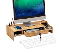 Monitor Stand 48.8 x 20 x 10.5 cm Wooden Riser Quick & Tool Free Assembly Desktop Support for Laptops & Monitors Sturdy e for Home & Office
