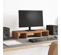 Monitor Stand Adjustable Artisan Oak Wood Material 60 x 24 x 10.5 cm, Ergonomic Tilt and Height Adjustable, Laptop Holder with Shelf, Ideal for Office, Home Office and Gaming