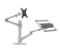 Monitor Stand, Aluminum Height Adjustable Desktop Dual Arm 17-32 Inch Monitor Holder+12-17 Inch Laptop Holder Stand Full Motion Mount Arm(OL-3L-S)