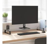 Monitor Stand Black Tempered Glass and Metal 100 x 35 x 8 cm Ergonomic with Additional Shelf for PC, Laptop, Notebook, Gaming Accessories and Home Office Space Saving