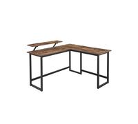 Monitor Stand Computer Desk, Rustic Brown + Black