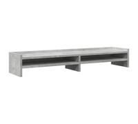 Monitor Stand Concrete Grey Wood Material 100 x 24 x 16 cm with 4 Compartments, Ergonomic for Two Monitors, Desk Top with Storage Space, Shelf for Laptop, Office and Home Office Use