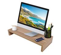 Monitor Stand, Desk Monitor Riser Stand, Wood Color Monitor Stand for Desk, Ergonomic Laptop Printer Stand, Printer Stand Desktop, Desk Storage Organizer for Home and Office, 19.5 x 7.8 x 3 inch