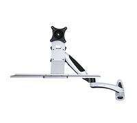Monitor Stand for Wall-Mounted Single Monitor Stand 15"-27" Monitor Mount Stand with Keyboard Tray Adjustable Monitor Mount, VESA Mount 75/100mm, Holds Up to 17.6lbs Monitor Bracket