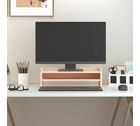 Monitor Stand Made of Solid Pine Wood 50 x 24 x 16 cm, Ergonomic PC Holder, Laptop Riser Space-Saving Desk Attachment, Shelf for Office, Home Office, Gaming