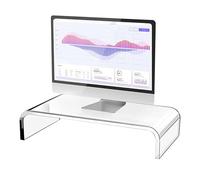 Monitor Stand Riser - White Transparent Laptop Height Shelf, Slim Desktop Display, Stylish Screen Base , Compact Table for Holder, Ideal Storage for the Arbei
