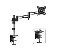 Monitor Stand Single Monitor Stand Arm Adjustable 15"-27" Long Arm Monitor Desk Mount Monitor Stand Mount with Clamp and Grommet Kit VESA Mount 75/100mm Monitor Mount (C C Clamp)