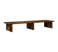 Monitor Stand Smoked Oak Wood Material 100 x 27 x 15 cm with Shelf for Two Monitors, Ergonomic, Robust, Ideal for Office, Home Office, Gaming and Laptop Display