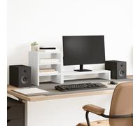 Monitor Stand with Desk Organiser, White Wood Material, 80 x 20 x 30 cm, 35 kg Load Capacity, Ergonomic Riser for Computer, Laptop, Notebook in the Office and Home Office