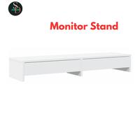 vidaXL Monitor Stand with Drawers White 100x27x15 cm Engineered Wood