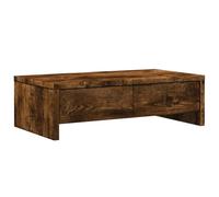 Monitor Stand with Drawers, Smoked Oak, 50 x 27 x 15 cm, Wood Material, Ergonomic Riser for Computer, Laptop, Notebook, with Shelf, Cable Management, Ideal for Office, Home Office, Gaming