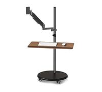 Monitor Stand with Keyboard Tray and Wheels, Adjustable Gas Spring Arm for 14-43" Screens, Supports up to 33lbs, Movable Floor Mount