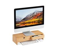 Monitor stand Wooden Desktop Organizer Desk Storage Solution 2 Drawers Durable