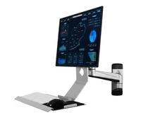 Monitor Wall Mount with Keyboard Tray, 360° Rotation Foldable Workstation for 15-27 Inch Ultrawide Monitors, CPU Holder, Space-Saving Design