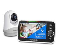 HelloBaby Monitor with Camera and Audio, 5'' Large Screen with 3500mAh Battery, Remote Pan-Tilt-Zoom Camera, Two-Way Talk, ECO-Mode, Auto-Night Vision, Range up to 960ft and No WiFi