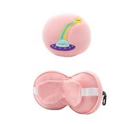 Monivi 2-In-1 Travel Pillow with Eye Mask - Cute Animal Style Multi-Purpose Pillow Set, Folding Soft Mini Pillow Eye Mask for Office, Plane, Train or Car (UFO)
