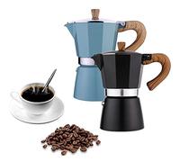 Monivi Aluminum Moka Pot Espresso Coffee Maker - Classic Italian Coffee Maker 150/300ml, for Gas Cooker/Electric Stovetop, Home Use and Camping Coffee Pot (Light Blue - 300ml)