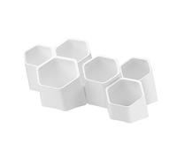 Monivi Creative Beehive Hexagonal Pen Holder - Multifunctional 6 Cell Desktop Wall Mounted Stationery Storage Box, Independent Detachable Combinations, for Office, Home & Kitchen (White)